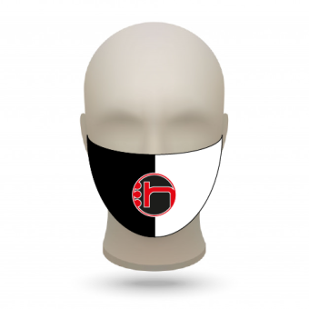 Mund- und Nasenmasken mit Vereinslogo schwarz-weiß | 100 Stk