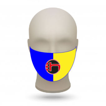 Mund- und Nasenmasken mit Vereinslogo royal-gelb | 200 Stk