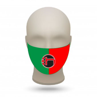 Mund- und Nasenmasken mit Vereinslogo grün-rot | 500 Stk