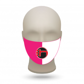 Mund- und Nasenmasken mit Vereinslogo pink-weiß | 100 Stk