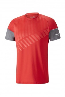 Mizuno Shadow Tee Funktions-T-Shirt mars red-castlerock | XL