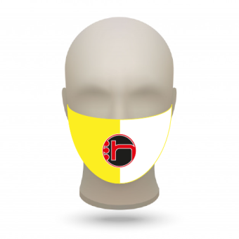 Mund- und Nasenmasken mit Vereinslogo gelb-weiß | 50 Stk