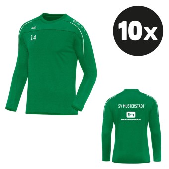 JAKO Sweat Classico Pullover (10 Stück) Teampaket mit Textildruck sportgrün | Freie Größenwahl (116 - XXL)