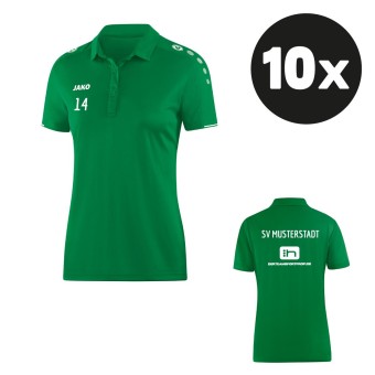 JAKO Damen Polo Classico Poloshirt (10 Stück) Teampaket mit Textildruck sportgrün | 34 (XS) - 48 (XXL)