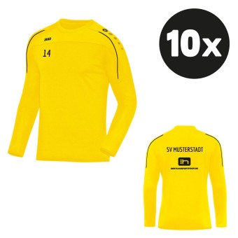 JAKO Sweat Classico Pullover (10 Stück) Teampaket mit Textildruck gelb | Freie Größenwahl (116 - XXL)