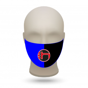 Mund- und Nasenmasken mit Vereinslogo royal-schwarz | 500 Stk
