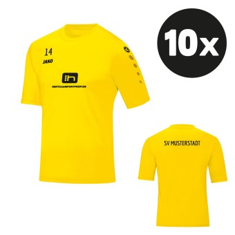 JAKO Trikot Team Kurzarm (10 Stück) Teampaket mit Textildruck citro | 104 - 3XL