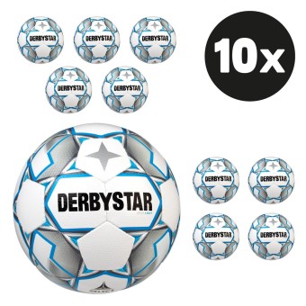 Derbystar Apus Light Fußball Jugendball Hartiste 10er Ballpaket weiß-blau | 5