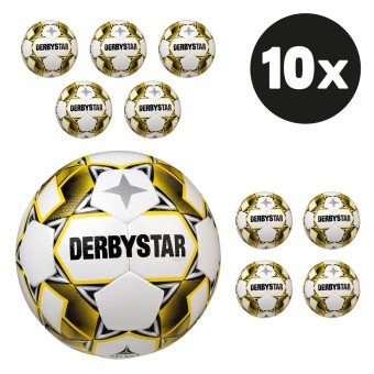 Derbystar Apus TT Fußball Trainingsball Hartiste 10er Ballpaket gelb-weiß | 5