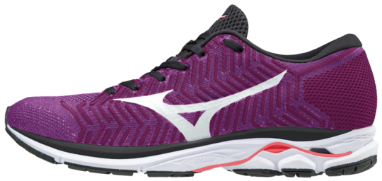 Mizuno Wave Rider 21 WaveKnit R1 Laufschuhe Running Damen Hyacinth Violet-White-Fiery Coral | 39