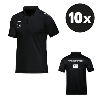 JAKO Polo Classico Poloshirt (10 Stück) Teampaket mit Textildruck schwarz | Freie Größenwahl (140 - 4XL)
