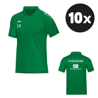 JAKO Polo Classico Poloshirt (10 Stück) Teampaket mit Textildruck sportgrün | Freie Größenwahl (140 - 4XL)