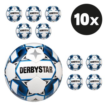 Derbystar Apus TT Fußball Trainingsball Hartiste 10er Ballpaket blau-weiß | 5