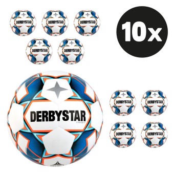 Derbystar Stratos TT Fußball Trainingsball Hartiste 10er Ballpaket weiß-blau-orange | 5