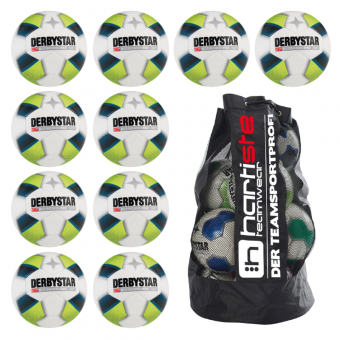 Derbystar 10x X-treme Pro Light 10er Ballpaket + Ballsack weiß-gelb-blau | 4