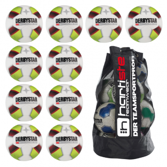Derbystar 10x X-treme Pro S-Light 10er Ballpaket + Ballsack weiß-gelb-rot | 4