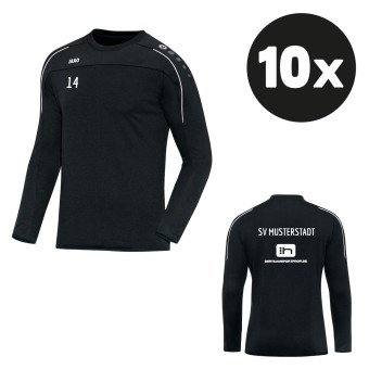 JAKO Sweat Classico Pullover (10 Stück) Teampaket mit Textildruck schwarz | Freie Größenwahl (116 - XXL)