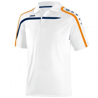 JAKO Polo Performance Poloshirt weiß-marine-neonorange | XL
