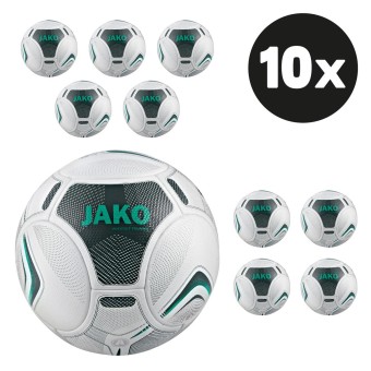 JAKO Trainingsball Prestige Fußball Hartiste 10er Ballpaket weiß-türkis-anthrazit | 5