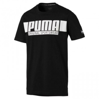 Puma Style Athletics Graphic Tee T-Shirt Cotton Black | L