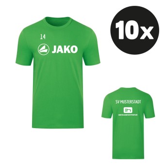 JAKO T-Shirt Promo Aufwärmshirt (10 Stück) Teampaket mit Textildruck soft green | Freie Größenwahl (116 - 4XL)