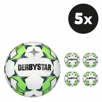 DERTEAMSPORTPROFI.DE | Derbystar Brillant APS Fußball Spielball Hartiste  5er Ballpaket weiß-grün-schwarz | 5 | online kaufen
