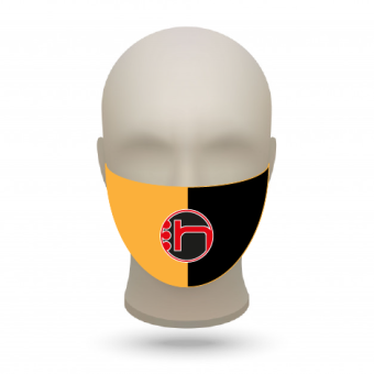 Mund- und Nasenmasken mit Vereinslogo orange-schwarz | 500 Stk