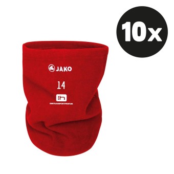 JAKO Neckwarmer Fleece Schlauchschal (10 Stück) Teampaket mit Textildruck rot | One Size