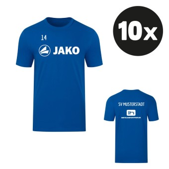JAKO T-Shirt Promo Aufwärmshirt (10 Stück) Teampaket mit Textildruck royal | Freie Größenwahl (116 - 4XL)