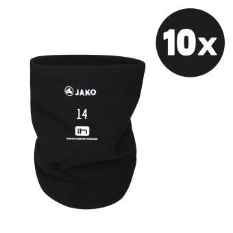 JAKO Neckwarmer Fleece Schlauchschal (10 Stück) Teampaket mit Textildruck schwarz | One Size