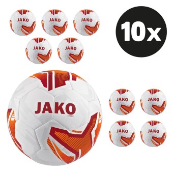 JAKO Lightball Hybrid Champ Fußball 350g Jugendball Hartiste 10er Ballpaket weiß-rot-neonorange | 5