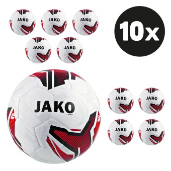 JAKO Trainingsball Champ Fußball Hartiste 10er Ballpaket weiß-rot-schwarz | 5