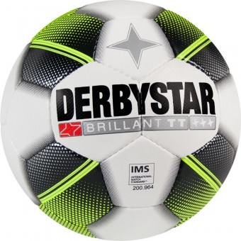 Derbystar Brillant TT Fußball Trainingsball Handgenäht weiß-schwarz-gelb | 5