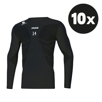 JAKO Longsleeve Comfort 2.0 Longsleeve Underwear (10 Stück) Teampaket mit Textildruck schwarz | Freie Größenwahl (3XS - XXL)